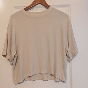 NWOT American Eagle Soft & Sexy Rib  Cream  Short Sleeve Top L